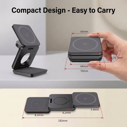 MagBase Foldable 3-in-1 MagSafe Wireless Fast Charging Station