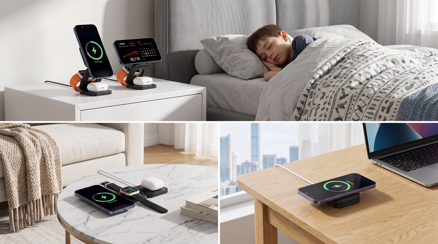 MagBase Foldable 3-in-1 MagSafe Wireless Fast Charging Station